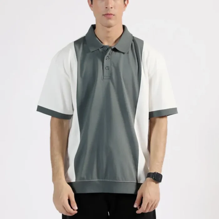 BAGGY FIT COLORBLOCK POLO GREEN
