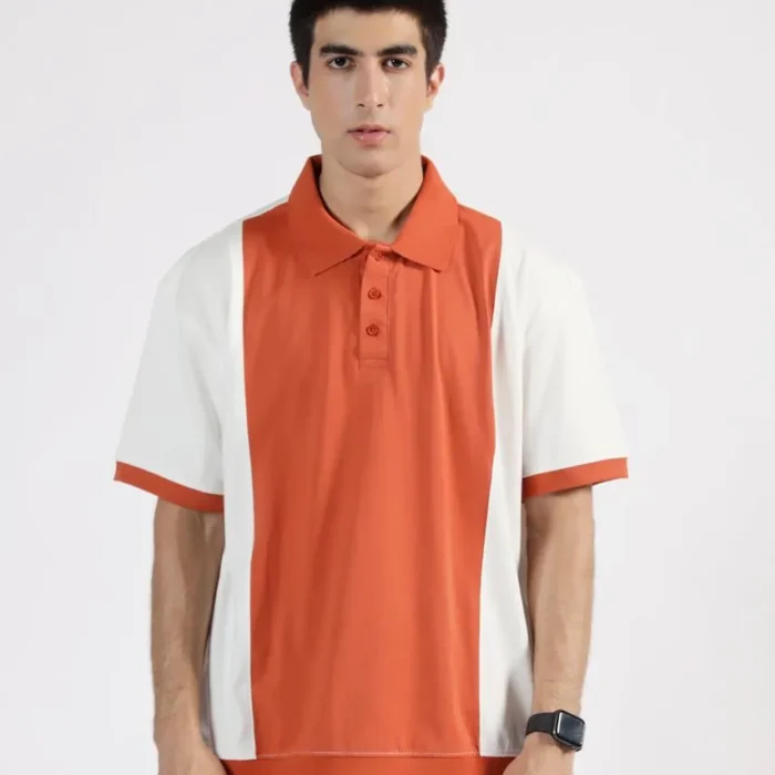 BAGGY FIT COLORBLOCK POLO Orange