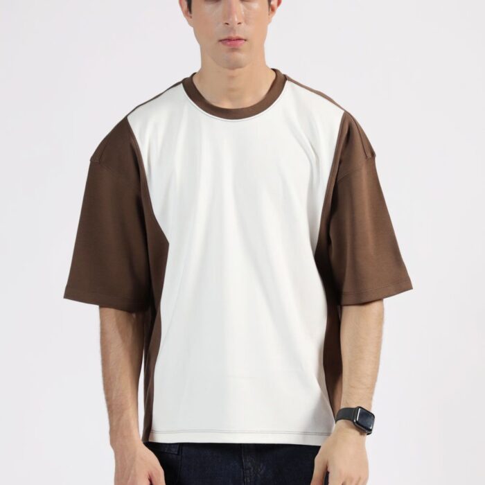 BAGGY FIT COLORBLOCK POLO BROWN