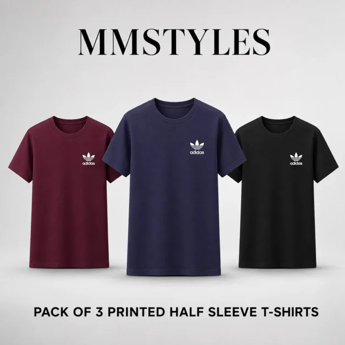Pack of 3 Adidas Printed T-Shirts – Casual Sportswear Collection