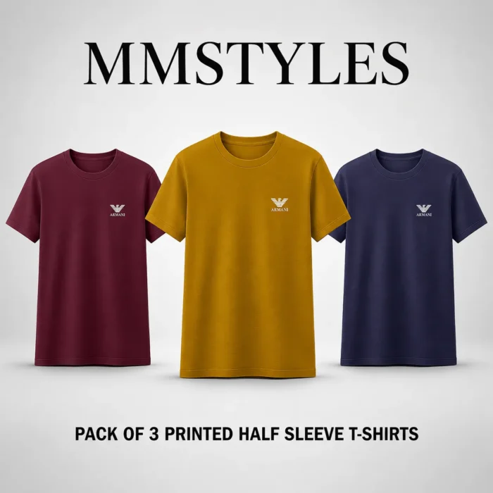Pack of 3 Armani Printed T-Shirts – Smart Casual Graphic Collection