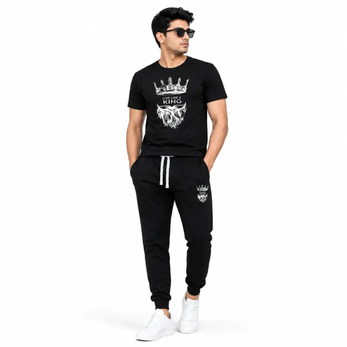 King Black Summer Tracksuit – Breathable Dry Fit Activewear for Gym & Daily Style