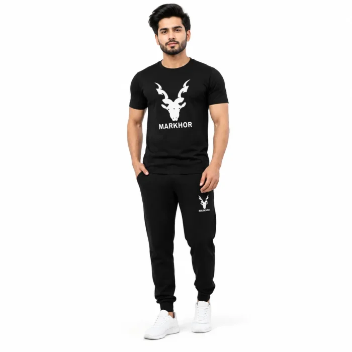 Markhor Black Summer Tracksuit – Lightweight Breathable Sportswear