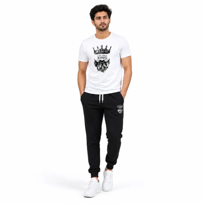 Men’s Summer Tracksuit – Lightweight Breathable Dry Fit Gym & Casual Wear | King White Black
